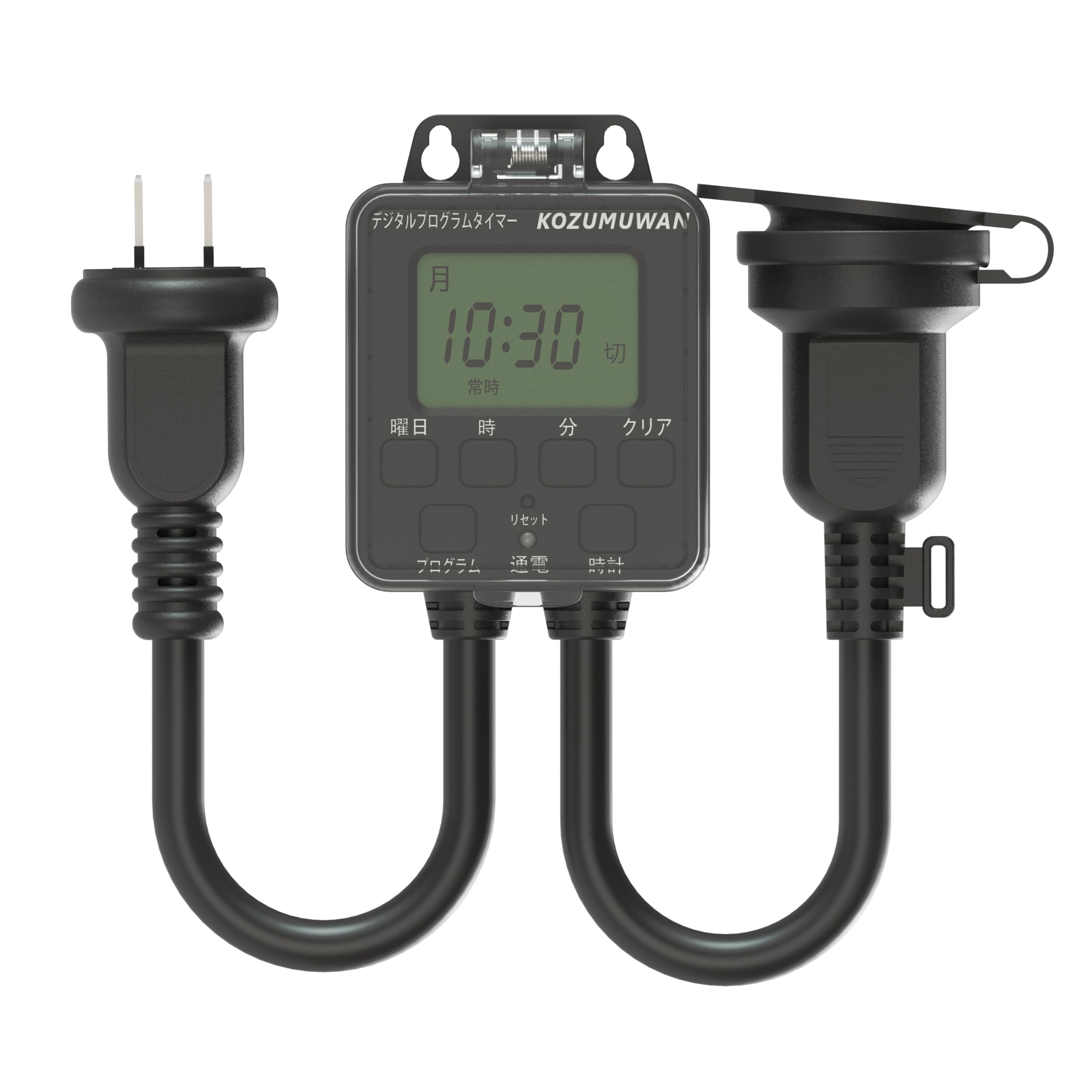 akirari Outlet Timer, Rainproof, For Outdoor, Digital LCD Display, Easy Digital Timer, Large Screen, Outlet, Program Mode, Time Setting, Digital Buttons, Rainproof Cap, Round Plug, Transparent Cover,