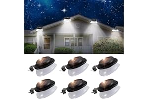 SMY LIGHTING SMY Gutter Lights Solar Powered, Outdoor Solar Patio Decor Lights with Adjustable Bracket, Waterproof Solar Fence Lights for Eaves Patio Deck Garden, Wall Yard, Attic Walkway (6Pack, Pure White)