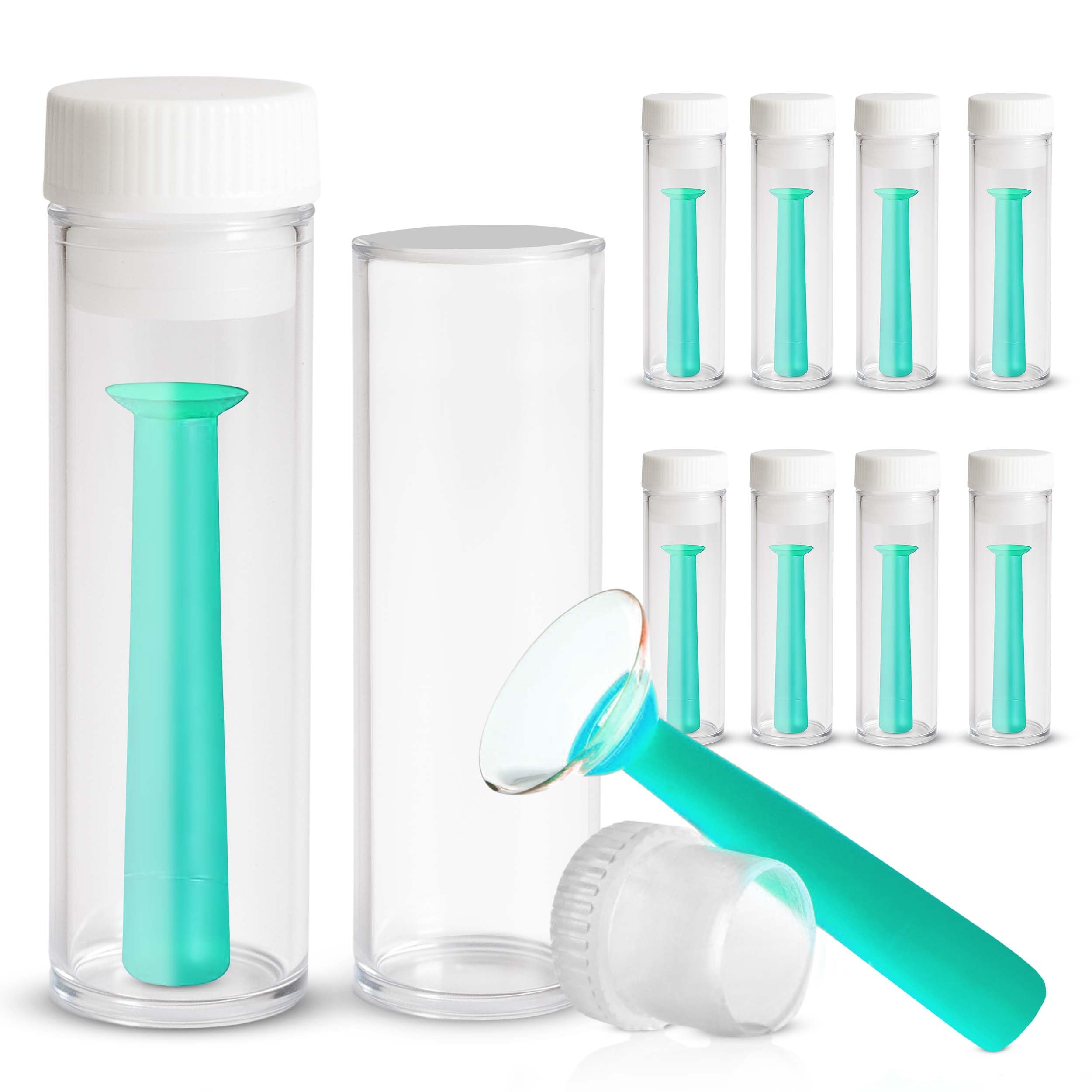 SPORTS WORLD VISION | Contact Lenses Applicator & Remover Tool with Storage Case | 10PCs Green Silicone Lens Inserter with Suction Holder for Coloured Contact Lenses