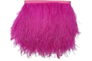 Shekyeon Ostrich Feather Trim Fringe Used Wedding Sewing Crafts Costumes Decoration Pack of 2 Yards(Fuchsia)
