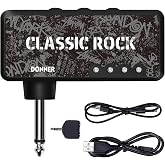 Donner Classic Rock Mini Guitar Headphone Amp for Guitar &amp; Bass | Pocket Personal Guitar Headphone Amplifier with USB Rechargeable Battery | Up to 15 hours