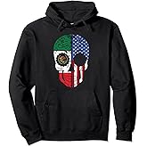 Mexican American Flag USA Mexico Sugar Skull Pullover Hoodie