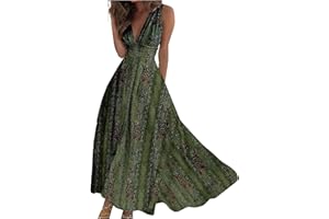 BARNRAE Dresses for Women 2024,Women's Summer Maxi Dress Casual Swing Flowy Floral Fashion Basic Sundresses