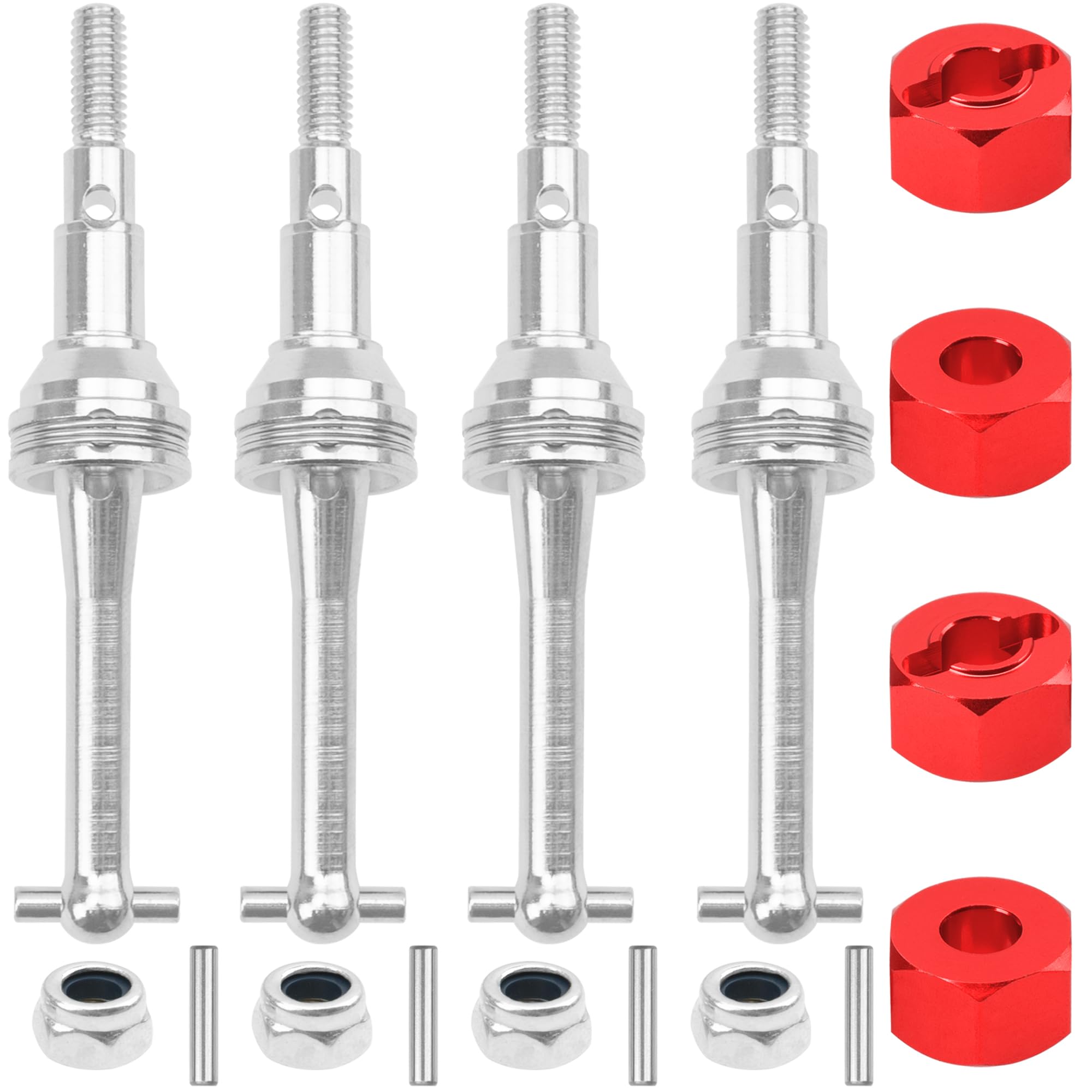 Photo 1 of ShareGoo Steel CVD Drive Shaft Dogbone w/Hex Wheel Hubs Hex Adapter Compatible with MJX Hyper Go 14301 14302 1/14 RC Car (Silver)