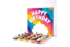 Baked by Melissa Cupcakes - Happy Birthday Gift Box - Latest & Greatest - Assorted Bite-Size Cupcakes, Includes 12 Different Flavors: Cookie Dough, Cookies & Cream, Tie-Dye & More (25 Count)