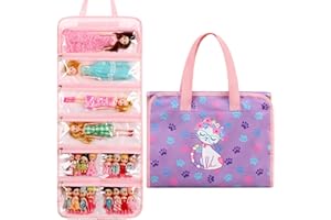 OCTSKY Toy Dolls Storage Bag Tote Carrying Case Compatible with LOL Surprise Toys Dolls Omg, Hanging Organizer Storage Bag with 8 Clear Window Pockets, Bag Only (04-Cat Purple)