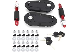 VOBRAMY Flush Hood Latch and Pin Kit - Black，Universal Racing Car Hood Pin Engine Bonnet Latch Lock Kit