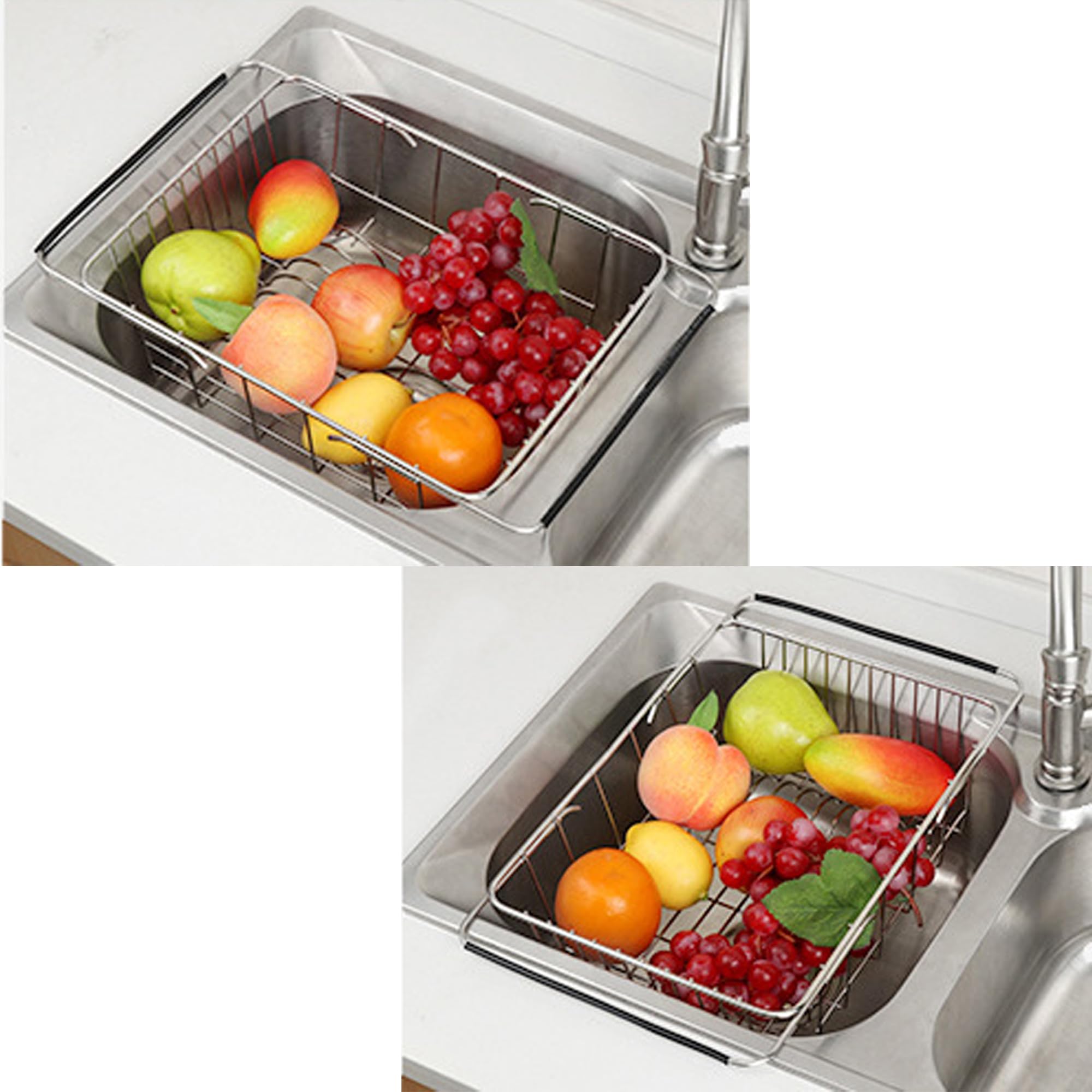 Sotto Lavello Organizer,Scolapiatti For Lavello Grande Scolapiatti Da Cucina A 2 Livelli Scolapiatti Da Cucina Salvaspazio In Acciaio Inossidabile Organizzazione E Stoccaggio ( Color : Noir , Size : 5