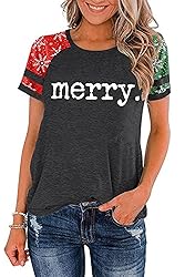 Ovazly Christmas Shirt for Women Raglan Sleeve