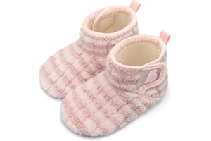 BARERUN Toddler Slippers Girls Boys House Shoes Baby Winter Booties Plush Cozy Kids House Slipper Warm Lightweight Infant Walking Shoes Socks