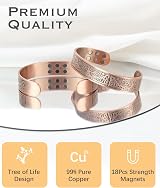 Jeracol Copper Magnetic Bracelet for Men Women 3500 Gauss 18 Magnets Gift Box view 2
