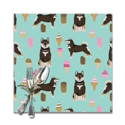 Amazon Com Shirt Home Placemats Shiba Inu Black And Tan Coat Ice