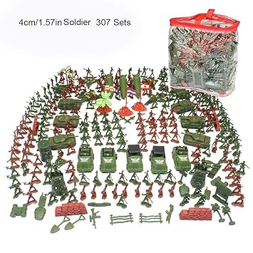 SaiDeng 307pcs Small Soldier Military Model Set DIY Sand Table Accessories Model Toys Puzzle Learning Eductional Toy for Children, Kids, Teenagers, Youths