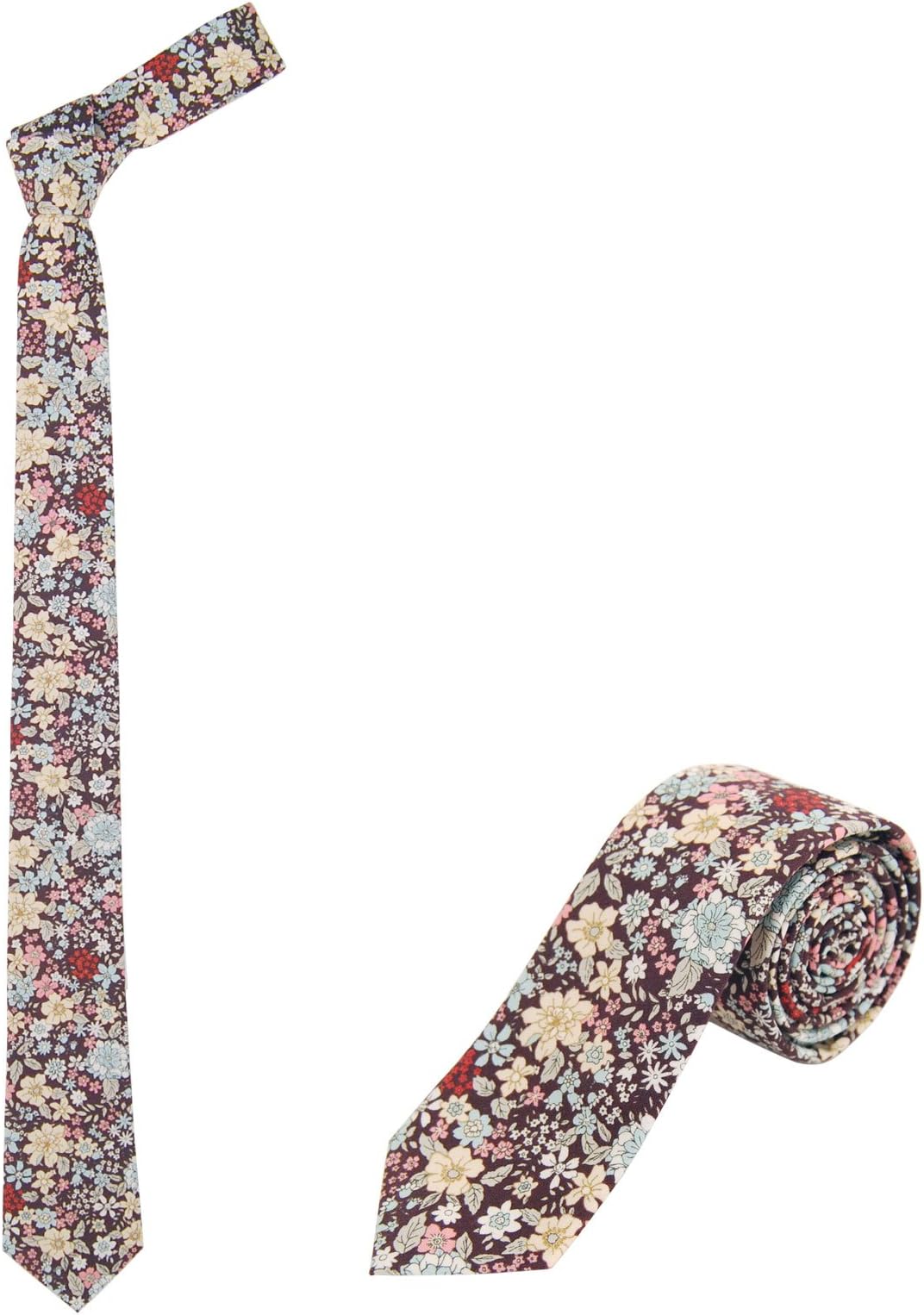 JNJSTELLA Men's Cotton Floral Skinny Necktie Tie with Gift Box