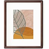 Axeman 8 x 10 Walnut Frame - Rounded Corner 8x10 Picture Frame Matted to 5x7 - Walnut Wood 8 by 10 Photo Frame with Tempered Glass for Tabletop or Wall Mount Display