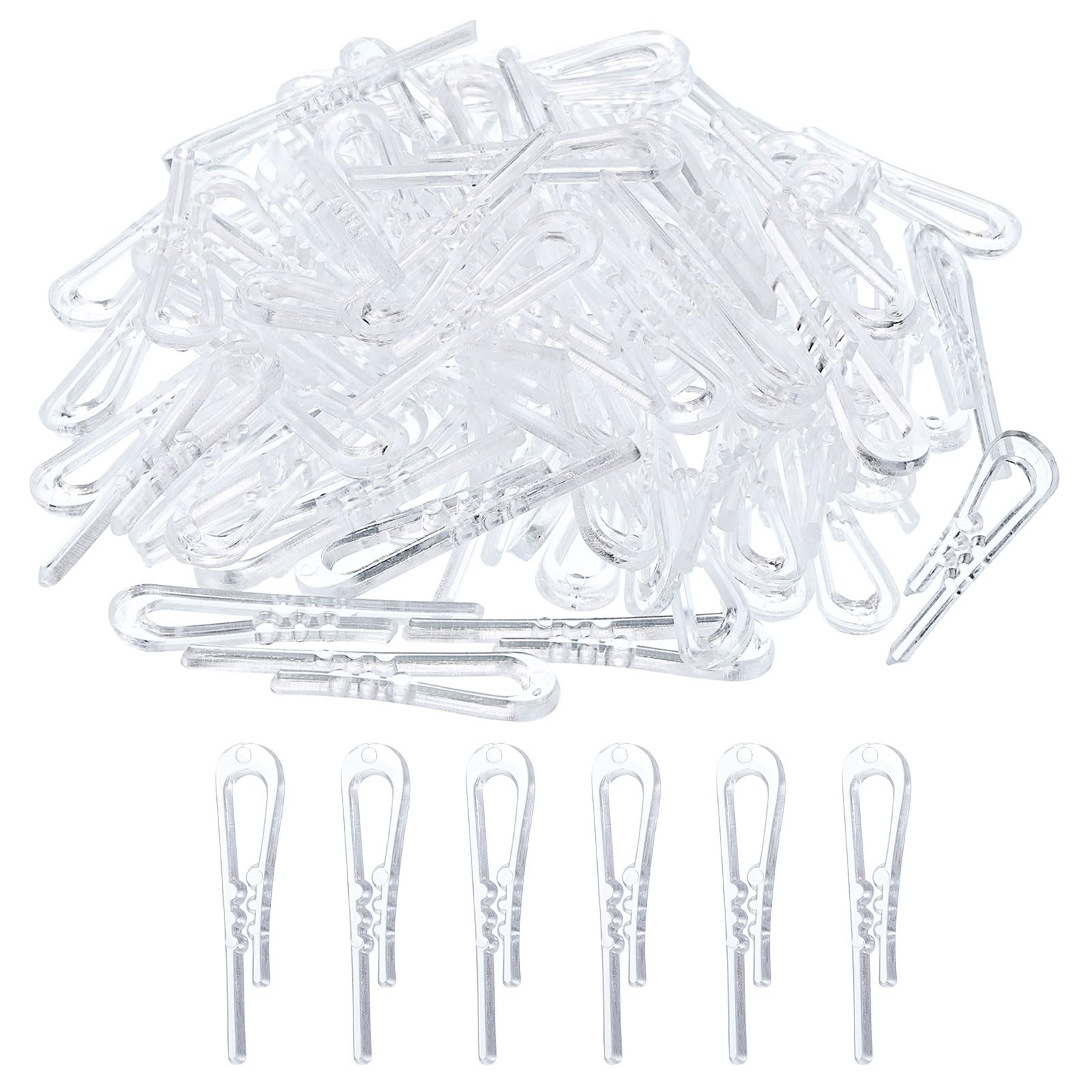 uxcell 500Pcs Durable Plastic Alligator Clips, 1.57" Clear U Shape Shirt Clip Clothespins with Teeth for Folding Ties, Pants, Socks, Garments