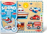 Melissa & Doug Vehicles Sound Puzzle Wooden Peg Puzzle 8 pcs Spin Master view 3