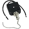 Gardner Bender GSW-35 Electrical All Angle Pull Chain Switch, SPST, ON-OFF, 6 A/125V AC, 6 inch Wire Terminal,Nickel / Black
