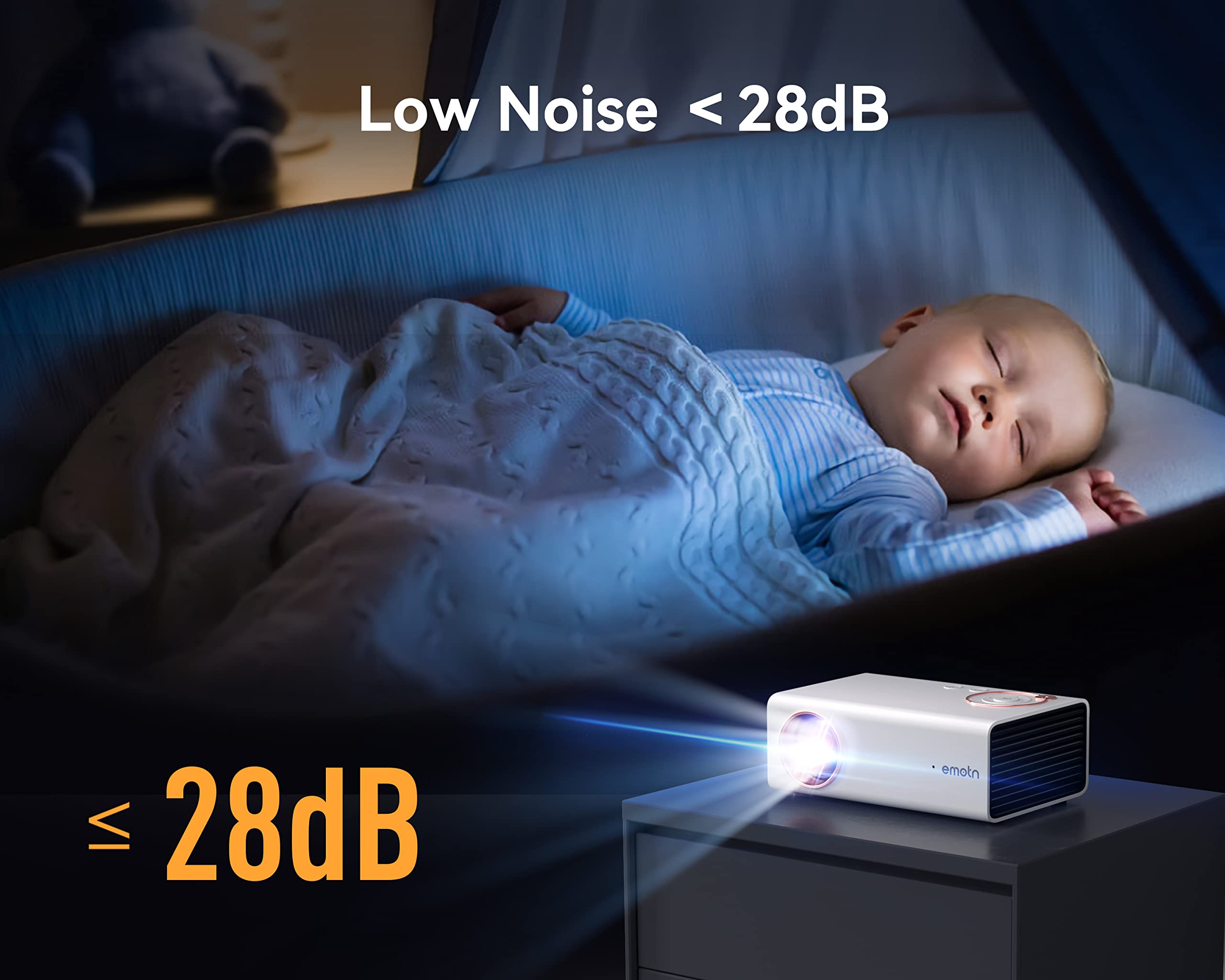 Emotn A1 Mini Projector, 1080P Supported Portable Projector,150ANSI Lumens Small Projector for Kids, Outdoor Projector Supports 45W Power Bank Supply with USB/HDMI/AV