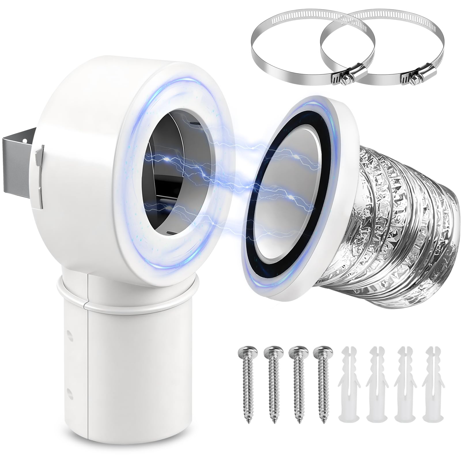 Photo 1 of 90°Magnetic Dryer Vent Coupling-Quick Connection and Disconnection Strong Magnet Self-Alignment Design Quick-Installation Dryer Magnetic Vent Connector Dryer Vent Connector Kit?White?