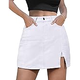 LOLILRSD Women's Denim Mini Skort High Waisted Slit Casual Jean Skirt Shorts 5 Pockets
