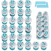 FANGSUN 36 Pieces Alphabet & Numbers Fondant Cake Mold, Cookie Stamp Impress, Embosser Cutter, Upper Case Numbers Shape DIY C