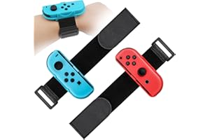Cverny Wrist Band Straps Compatible with Nintendo Switch, 2 Pack Armbands for Just Dance 2019, Joy-Con Accessories, Upgraded Adjustable Straps for Adults and Kids - Blue and Red (12 inch)