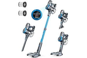 FABULETTA Cordless Vacuum Cleaner with LED Display, Brushless Motor, Max 50 Mins Runtime with Detachable Battery, 6 in 1 Lightweight Stick Vacuum Cleaner for Home Hard Floor and Pet Hair (Blue)
