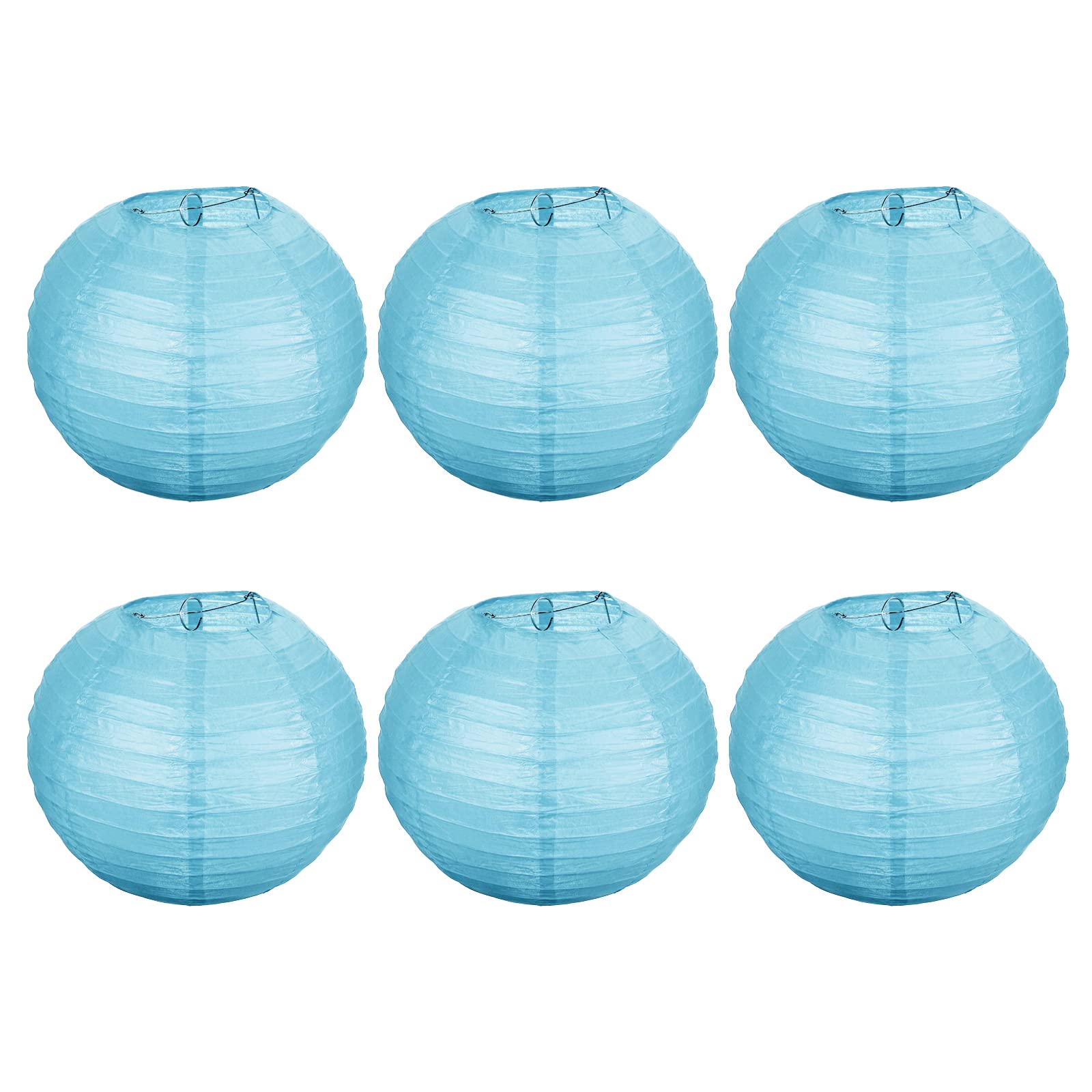 PATIKIL 10 Inch Paper Lanterns, 6 Pack Round Folding Hanging Lamp Shade for Wedding Home Party Festival Celebration, Light Blue