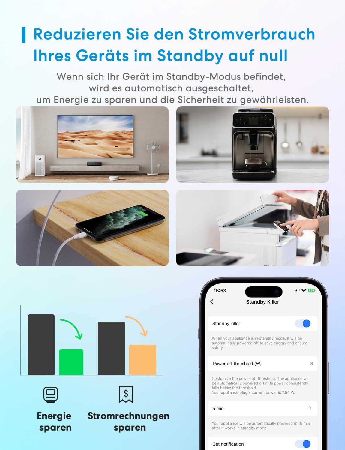 meross Matter WLAN Steckdose mit Stromverbrauch, Smart Steckdose mit Stromzähler für Balkonkraftwerk, funktioniert mit Apple Home, Home Assistant, Alexa und Google Home, Sprachsteuerung, Fernzugriff 6