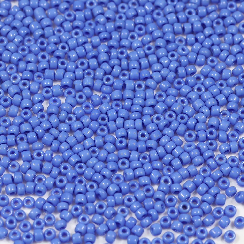 Tibaoffy Blue Beads Size 8/0 Crafts Glass Seed Beads 3mm for Jewelry Making (Total About 100gm About 3600pcs)