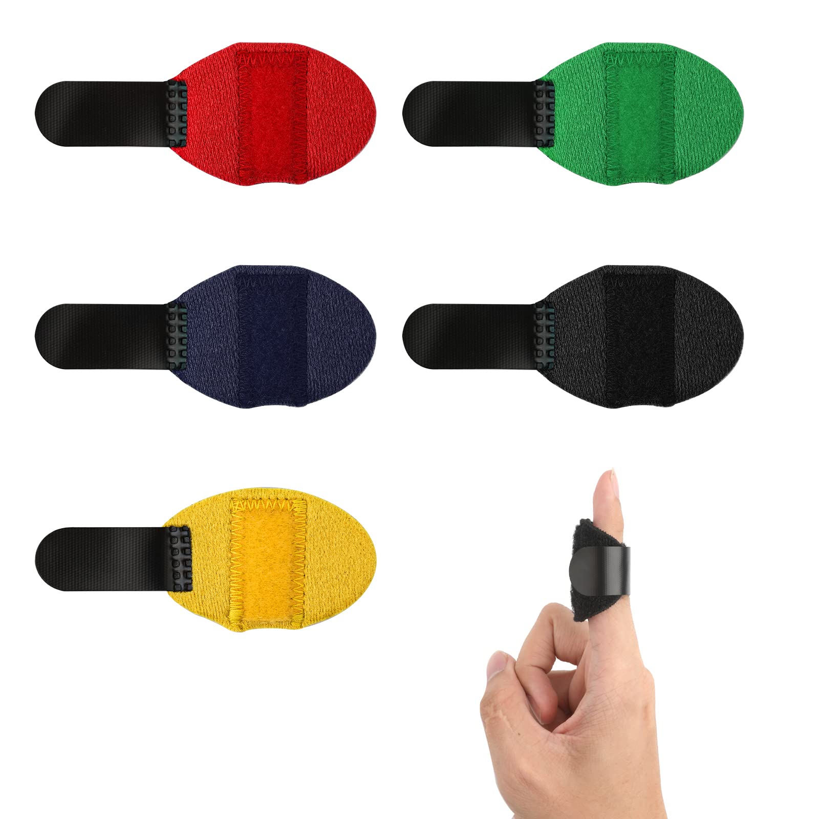 AIEX 5pcs Finger Splints, Finger Straightening Brace for Arthritis Finger Support for Trigger Broken and Strained Fingers (5 Colors), Black, Blue, Green, M