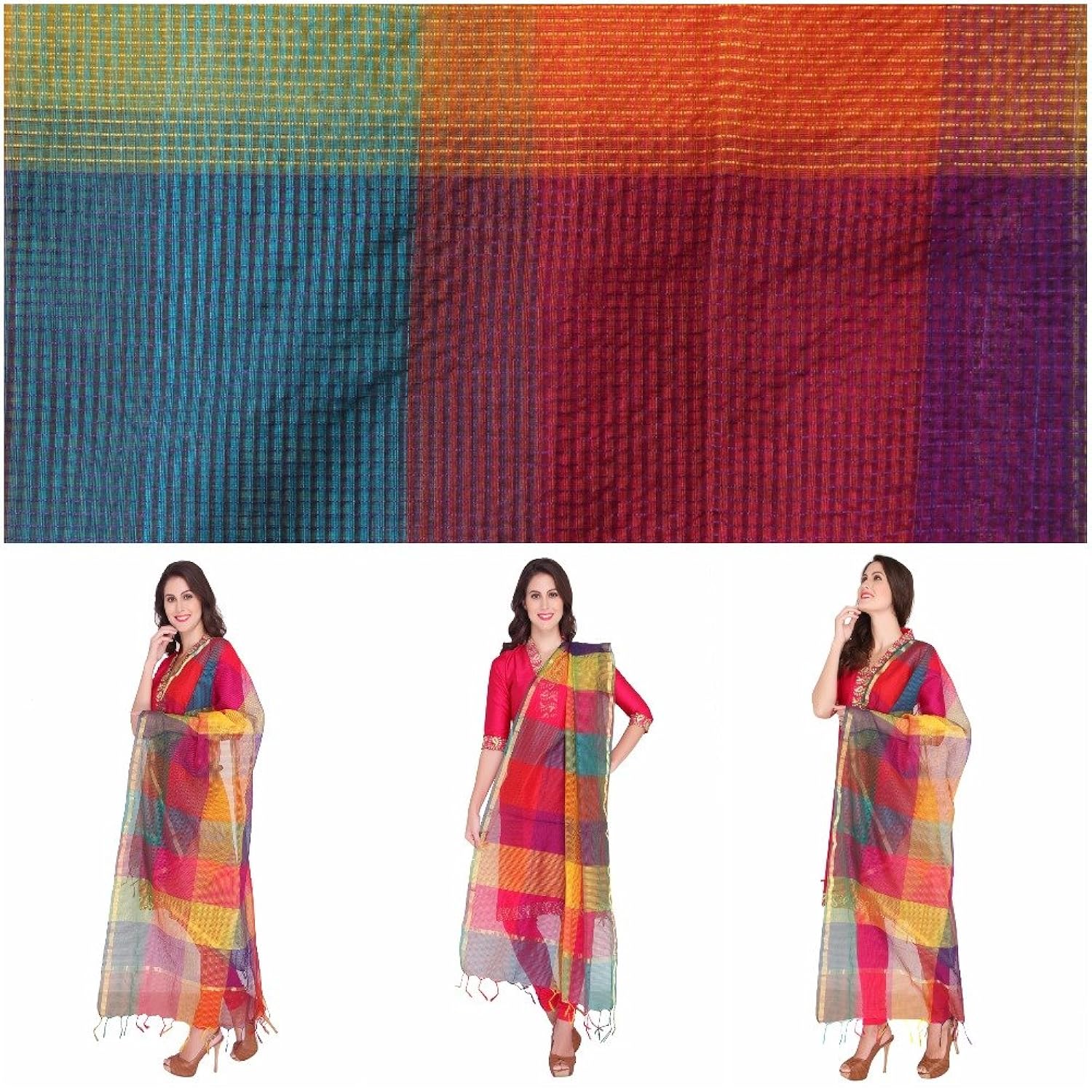 dupatta bazaar women's silk dupatta (db0943_free size_multi colour)