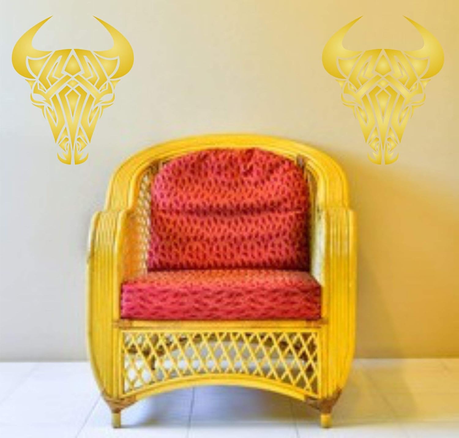 Tribal Bull Stencil, 21.5 x 26.5 cm, Reusable Cow Tattoo Bull Head Skull Wall Stencil Template - Image 5