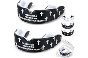 Yaomiao 2 Pcs Cross Wrestling Mouth Guards Christian Teeth Armor Sport Game Guard with Case Religious Mouth Guard Baseball Football Lacrosse Basketball Rugby Boxing Taekwondo