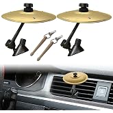 2 Pack Car Cymbal Air Vent, Mini Car Drum Set with Stick | Fun Musical Car Accessory for Drummers &amp; Music Lovers, Durable Cymbal for Car Vent, Fits Most Vehicles (Gold)