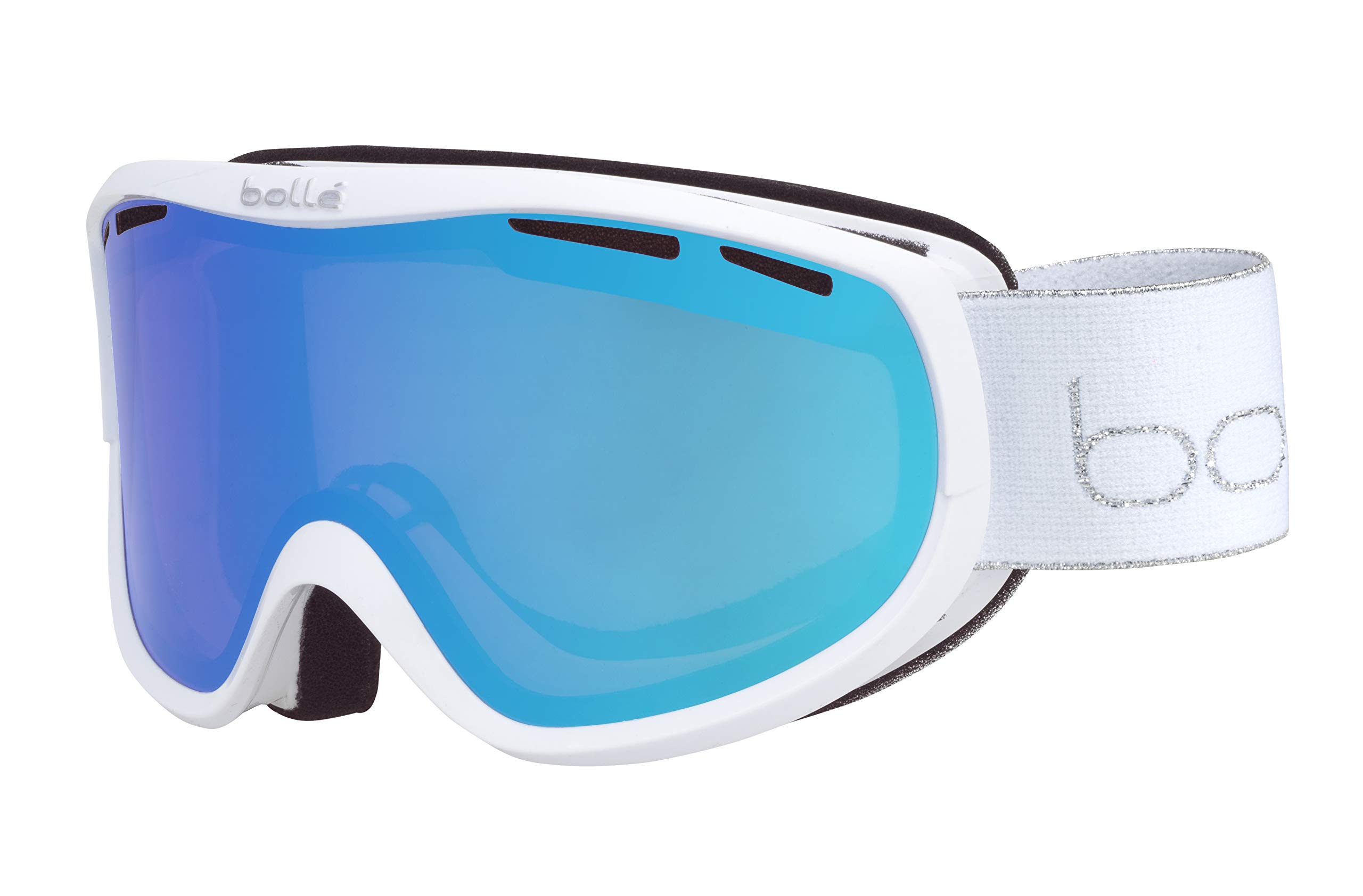 bollé - Sierra, White & Silver Shiny, Azure, Small-Medium, Snow Goggles, Feminine, Adult