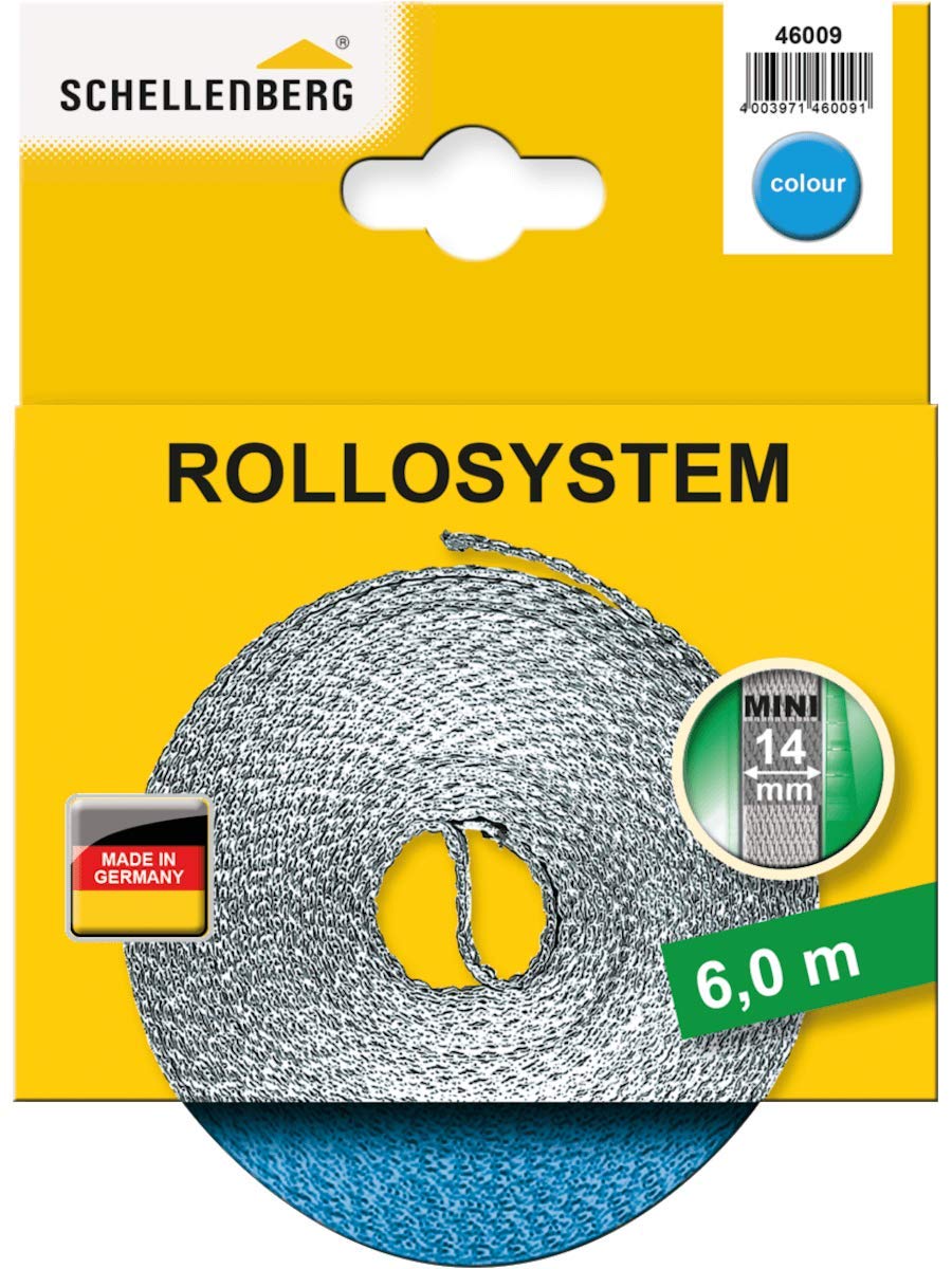 Schellenberg 46009 Mini Roller Shutter Belt 14 mm x 6.0 m, Light Blue, Number 1x, 6,0 Meter
