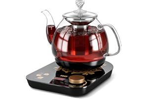 HHT Electric Kettle,Tea Kettle with Time & Temperature Control, Tea Maker for Herbal/Flowers Tea, Glass Electric Kettle with 