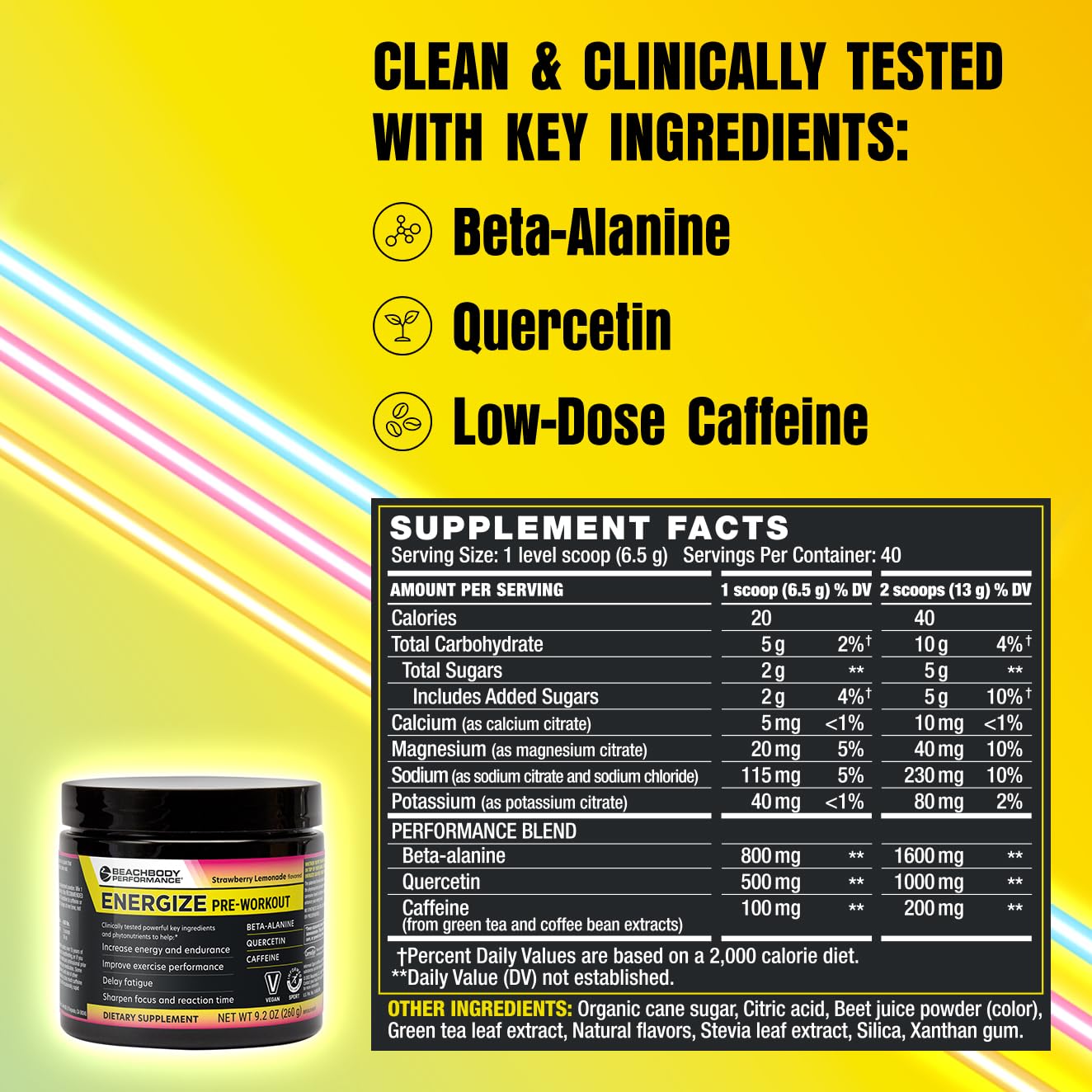Condition photo showing New/Like New for bodi energize pre workout powder - beta-alanine, quercetin & low-dose caffeine formula for enhanced