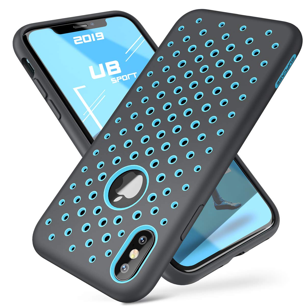 SUPCASE Unicorn Beetle Sport Series Case for iPhone Xs Max Case 2018 Release, Liquid TPU Silicone Rubber Premium Hybrid Case [Hole Pattern] with Heat Dissipation V2.0 (Blue)