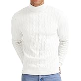 NITAGUT Men's Casual Turtleneck Sweaters Warm Twisted Pattern Knitted Slim Fit Pullover Sweater