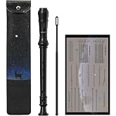 SDREAM Soprano Recorder Instrument for Kids Beginners&amp;Student,8 Hole German Fingering Recorder Flute with Cleaning Rod &amp; Leather Bag (Black)