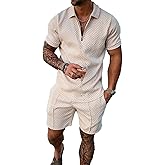 men's short sets outfits 2 piece summer tracksuit short sleeve polo shirt and shorts set casual sport suit