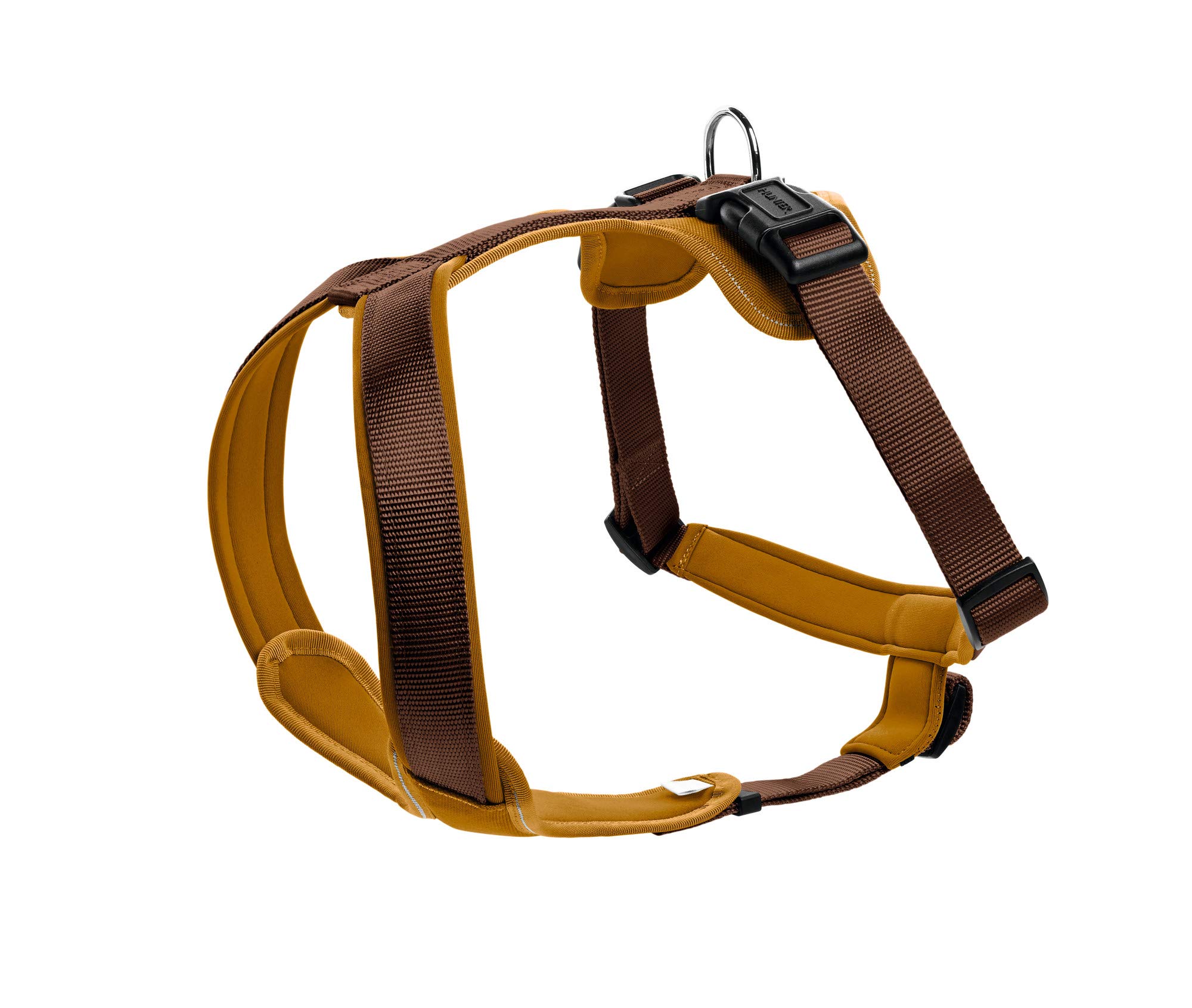 HUNTER NEOPREN dog harness, nylon, padded with neoprene, for sport and leisure,brown / caramel, nylon, neoprene,60-76,M-L