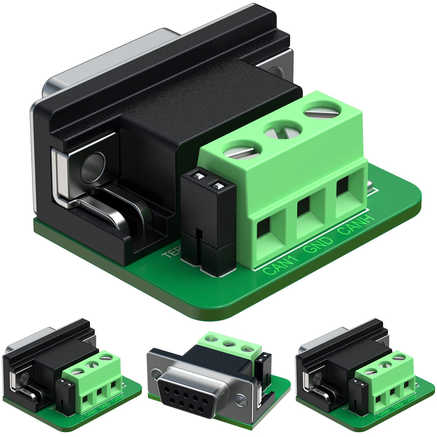 innomaker CAN DB9 120ohm Selectable Terminal, CAN DB9 Female to 3 pins Terminal (4 Pack)