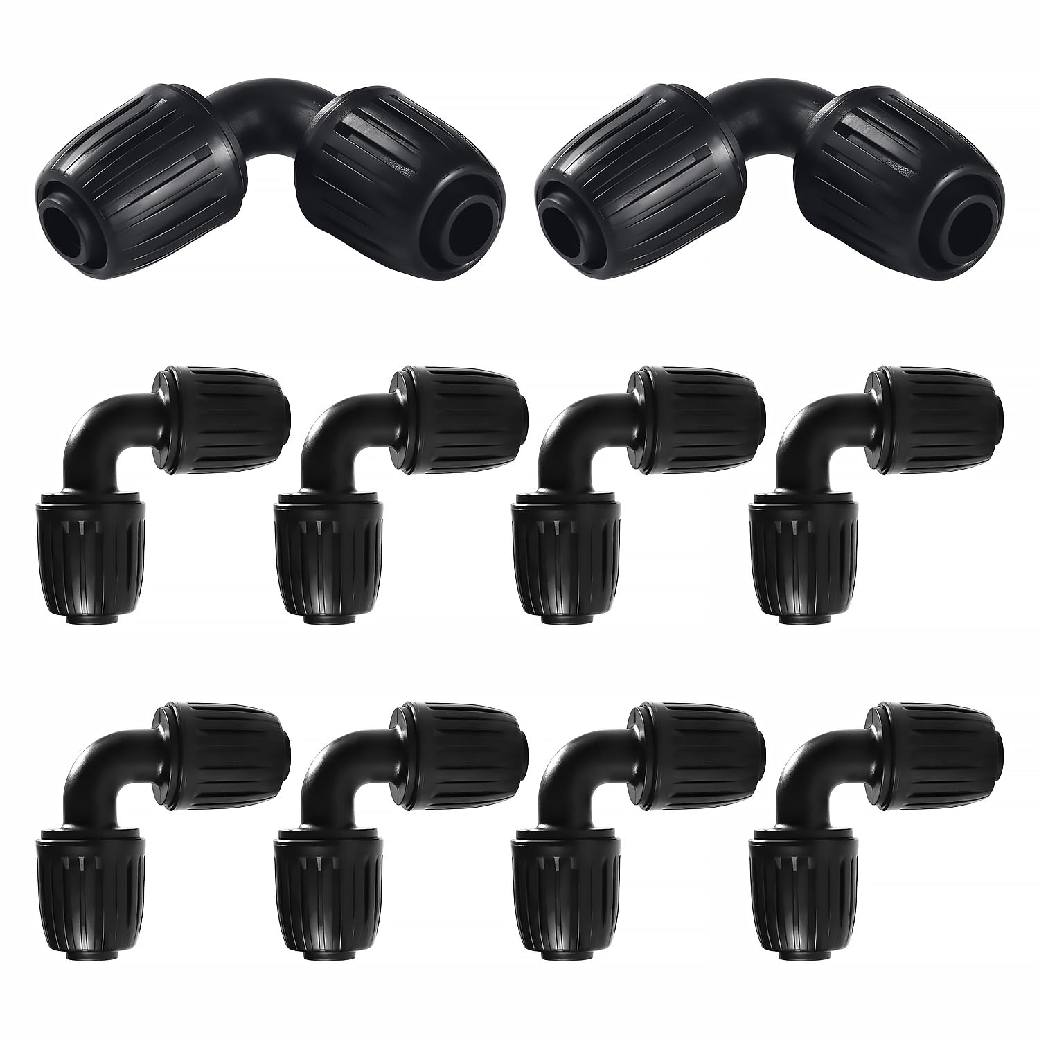 VooGenzek 10 PCS 16mm Drip Irrigation Fittings, Irrigation Elbow Adapter, Lock Barbed Connector, Barbed Locking Fitting, Irrigation Pipe Connectors, for Garden Irrigation Systems, Black
