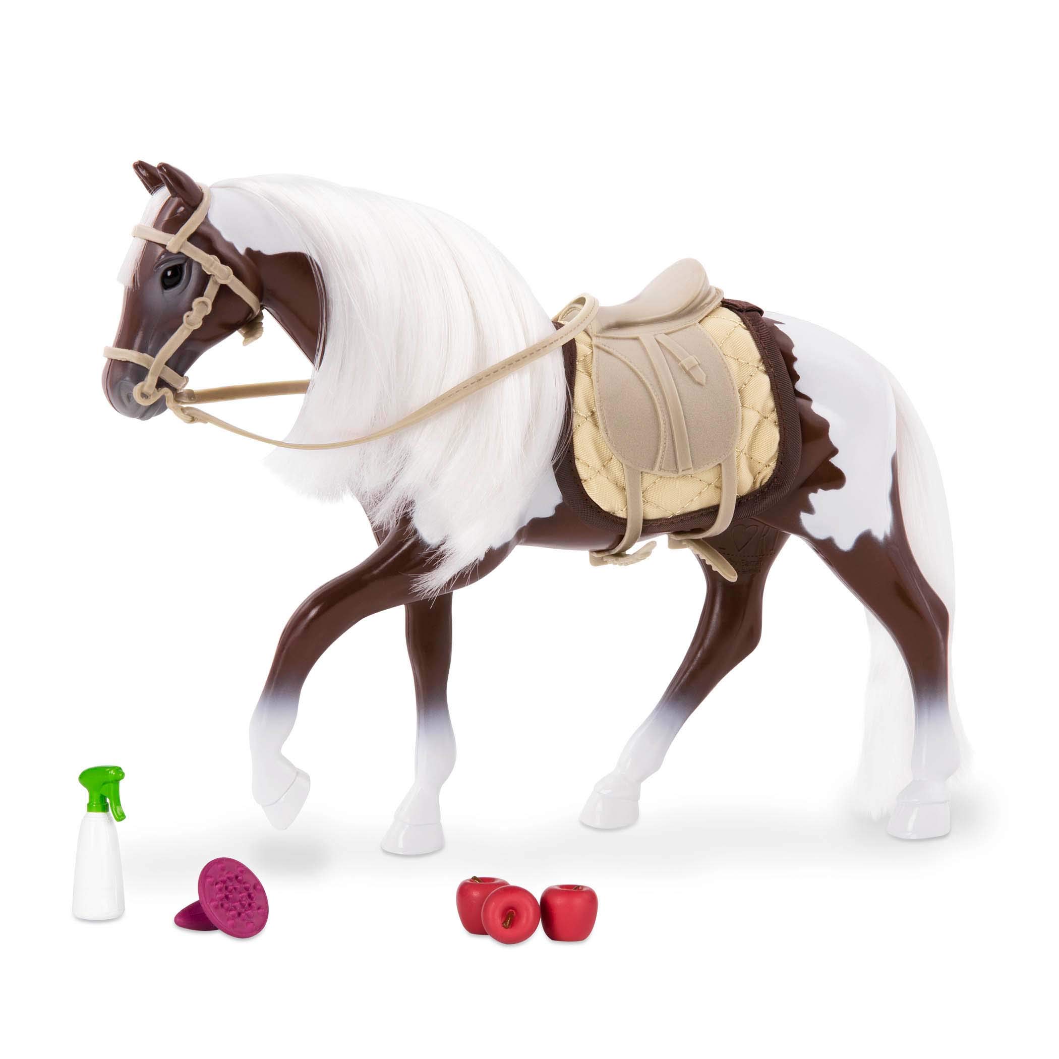 Lori – White & Brown 6-Inch Pinto Toy Horse for Mini Doll – Animal & Accessories – Play Set for Kids – 3+ Years