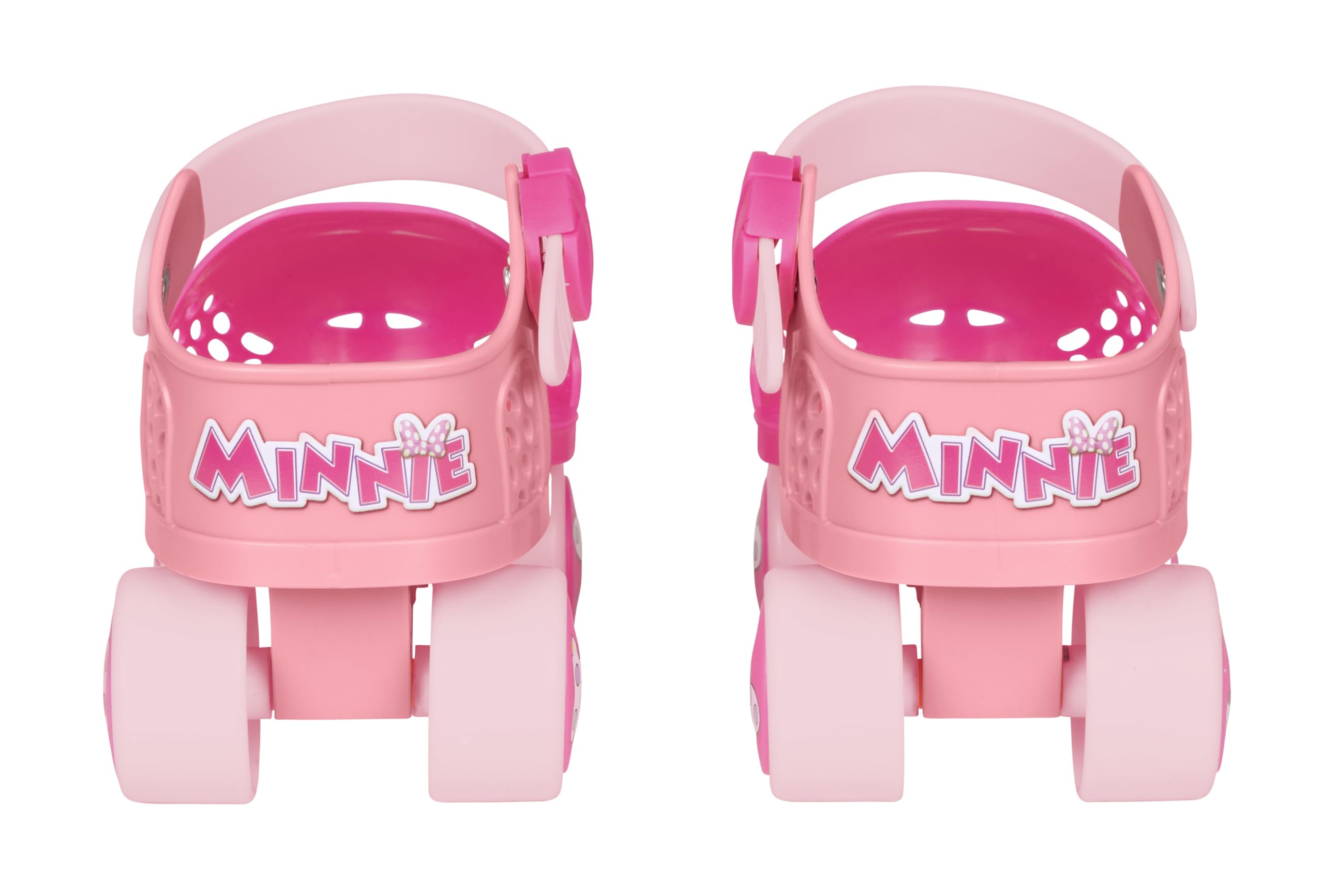Minnie Mouse Junior Skates Includes Knee and Elbow Pads, Size Adjustable Design for Growing Feet
