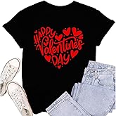 SUWATOIN Womens Valentines Day T-Shirt Romantic Love Heart T-Shirt Valentine Tee Tops